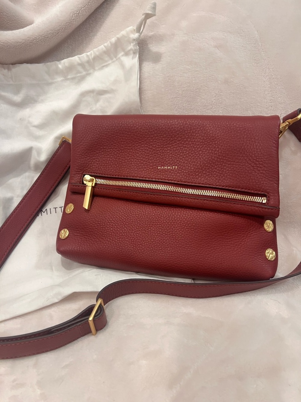 Hammitt VIP Pomodoro Red Leather Crossbody with Gold Heirloom Hardware